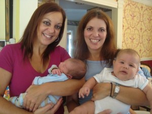 My sister holding Martin, me with baby Robert.